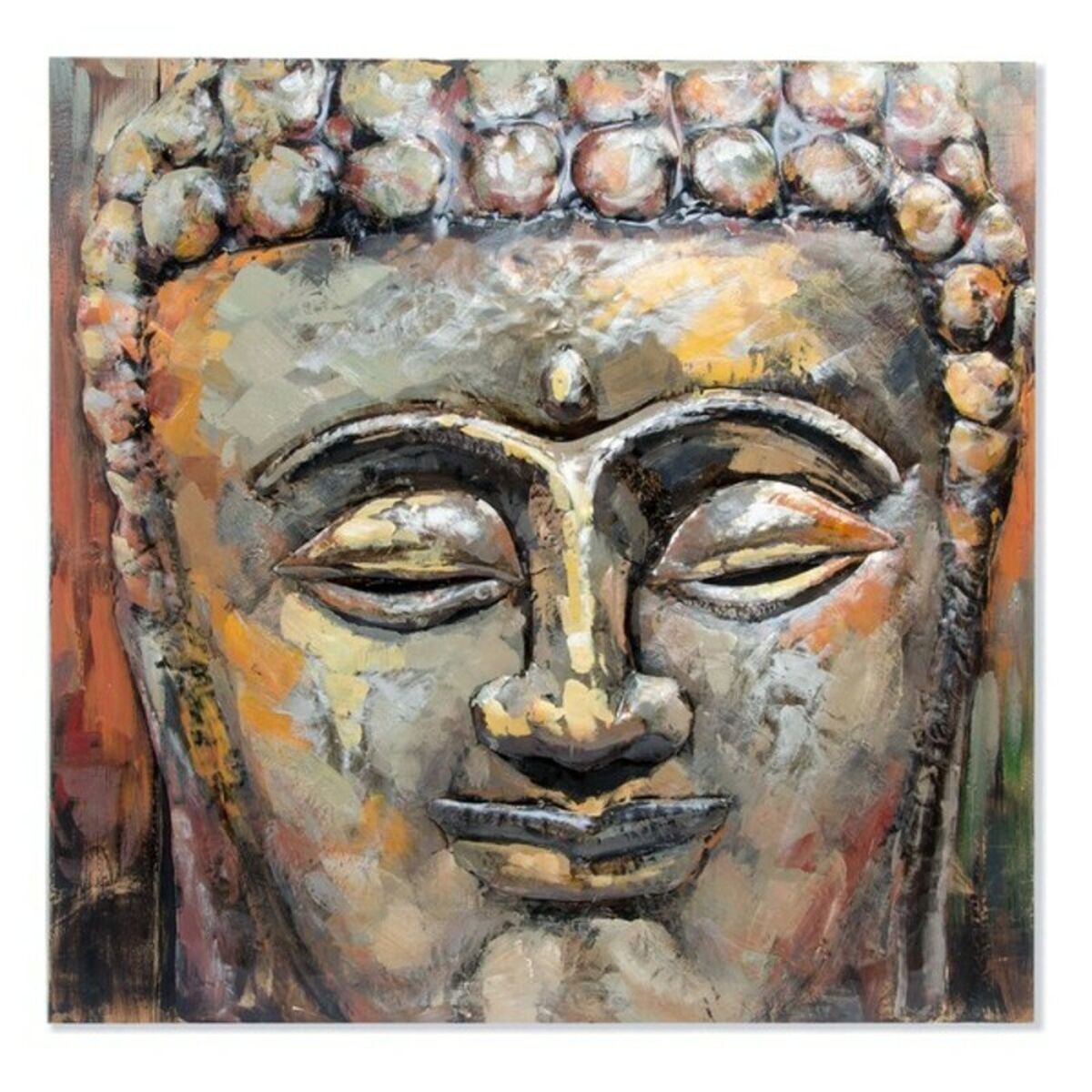 Maľba DKD Home Decor Buda Drevo Kov Orientálny Buddha (80 x 80 x 7 cm)