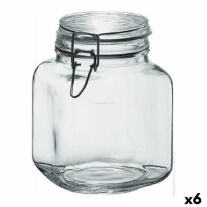 Sklenená fľaša Borgonovo 33211 Hermetický Transparentná 1,7 L 12 x 12 x 17 cm (6 kusov)