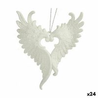 Vianočná ozdoba Krídla anjela Biela Plastické Trblietky 12 x 13 x 2,5 cm (24 kusov)