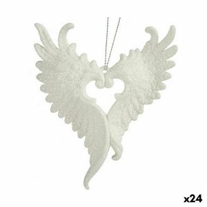 Vianočná ozdoba Krídla anjela Biela Plastické Trblietky 12 x 13 x 2,5 cm (24 kusov)