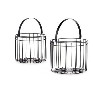Kôš Čierna Kov 25 x 35 x 25 cm Valcovitá (2 pcs)