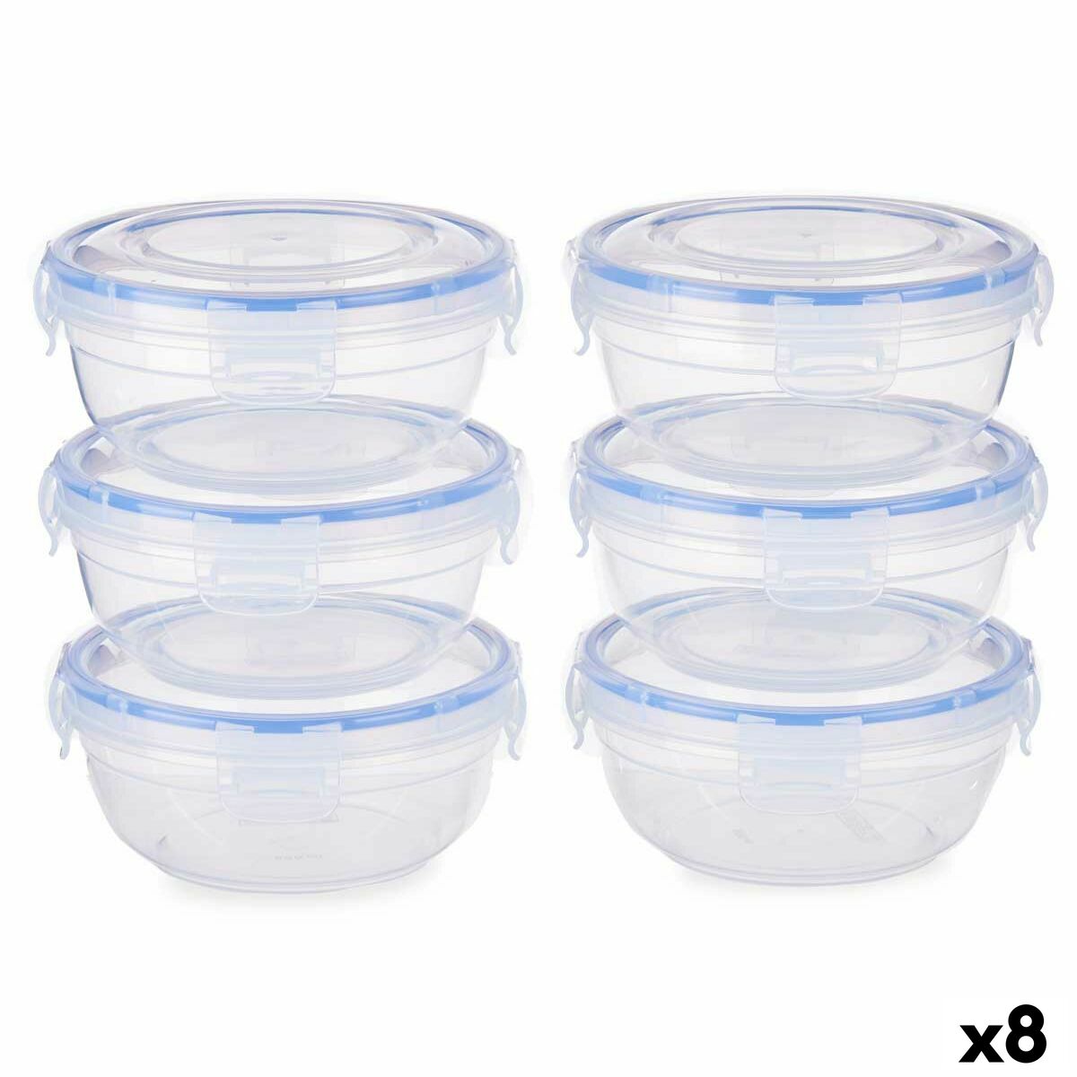 Súprava boxov Hermetický Modrá Transparentná Plastické 800 ml 15,5 x 7,5 x 15,5 cm (8 kusov)
