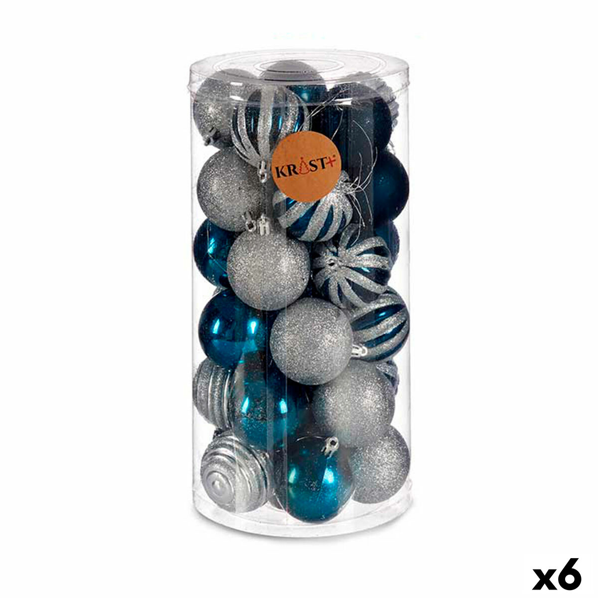 Sada vianočných gúľ Modrá Striebristý Plastické ? 6 cm (6 kusov)