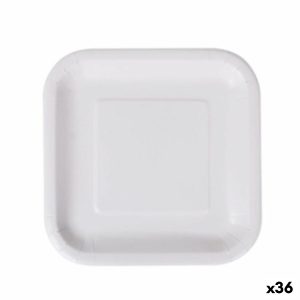 Sada tanierov Algon Jednorázový; nevratný Biela Kartón Hranatý 20 cm (36 Kusov)