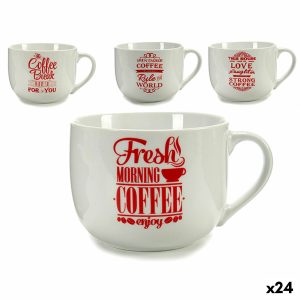 Šálka Coffee Porcelán Červená Biela 500 ml 24 kusov