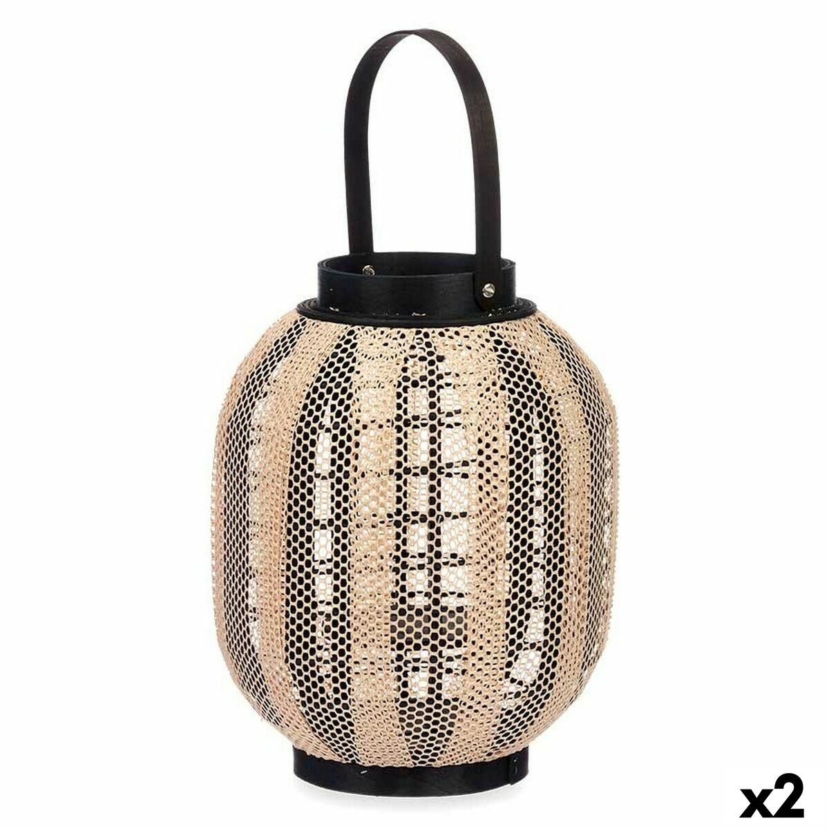Svietnik Lampa S rukoväťou Béžová Drevo Látka 27 x 32 x 27 cm (2 kusov)