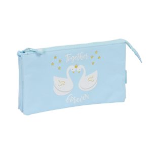 Trojitý peračník Glow Lab Cisnes Svetlá modrá 22 x 12 x 3 cm