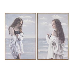 Maľba Home ESPRIT Dáma Stredozemný 80 x 3,5 x 120 cm (2 kusov)
