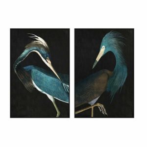 Maľba DKD Home Decor 80 x 4 x 120 cm Vták Orientálny (2 kusov)