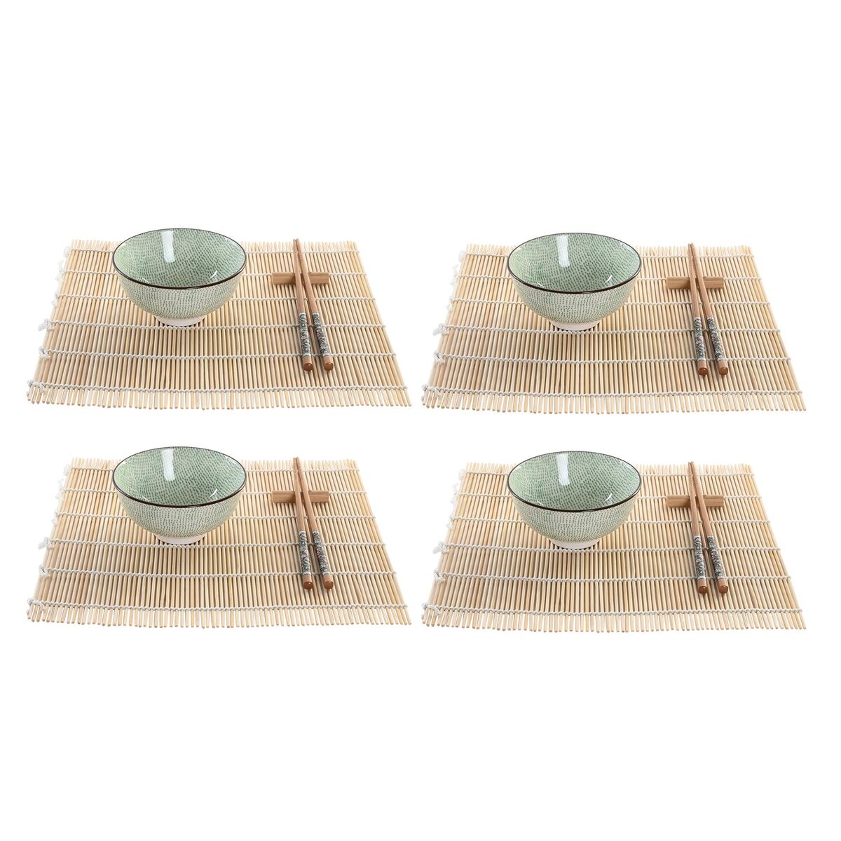 Sada na sushi DKD Home Decor 14,5 x 14,5 x 35 cm Kamenina Orientálny (16 Kusy)