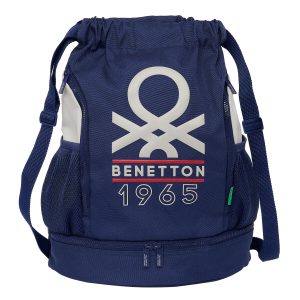 Detský batoh vrecko Benetton Varsity Sivá Námornícka modrá 35 x 40 x 1 cm