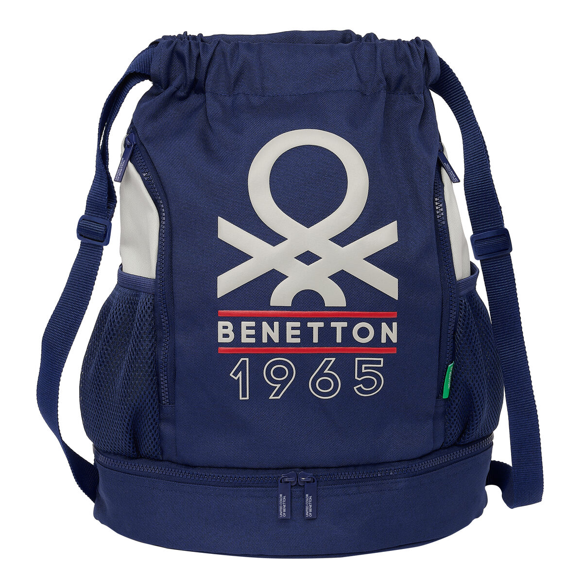 Detský batoh vrecko Benetton Varsity Sivá Námornícka modrá 35 x 40 x 1 cm