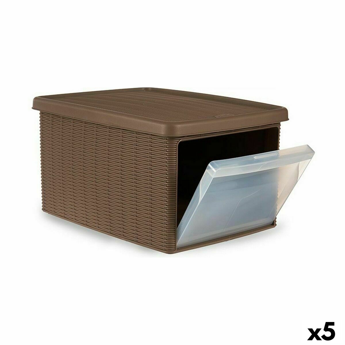 Nádoba na uskladnenie s vrchnákom Stefanplast Elegance Strana Béžová Plastické 29 x 21 x 39 cm (5 kusov)