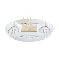 Tácka na chuťovky DKD Home Decor Modrá Prírodná Bambus Kamenina Stredozemný 23,5 x 23,5 x 7 cm