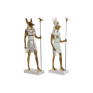 Dekoratívne postava Home ESPRIT Biela Zlatá Živica Orientálny Egypťan 7 x 11,5 x 36 cm (2 kusov)