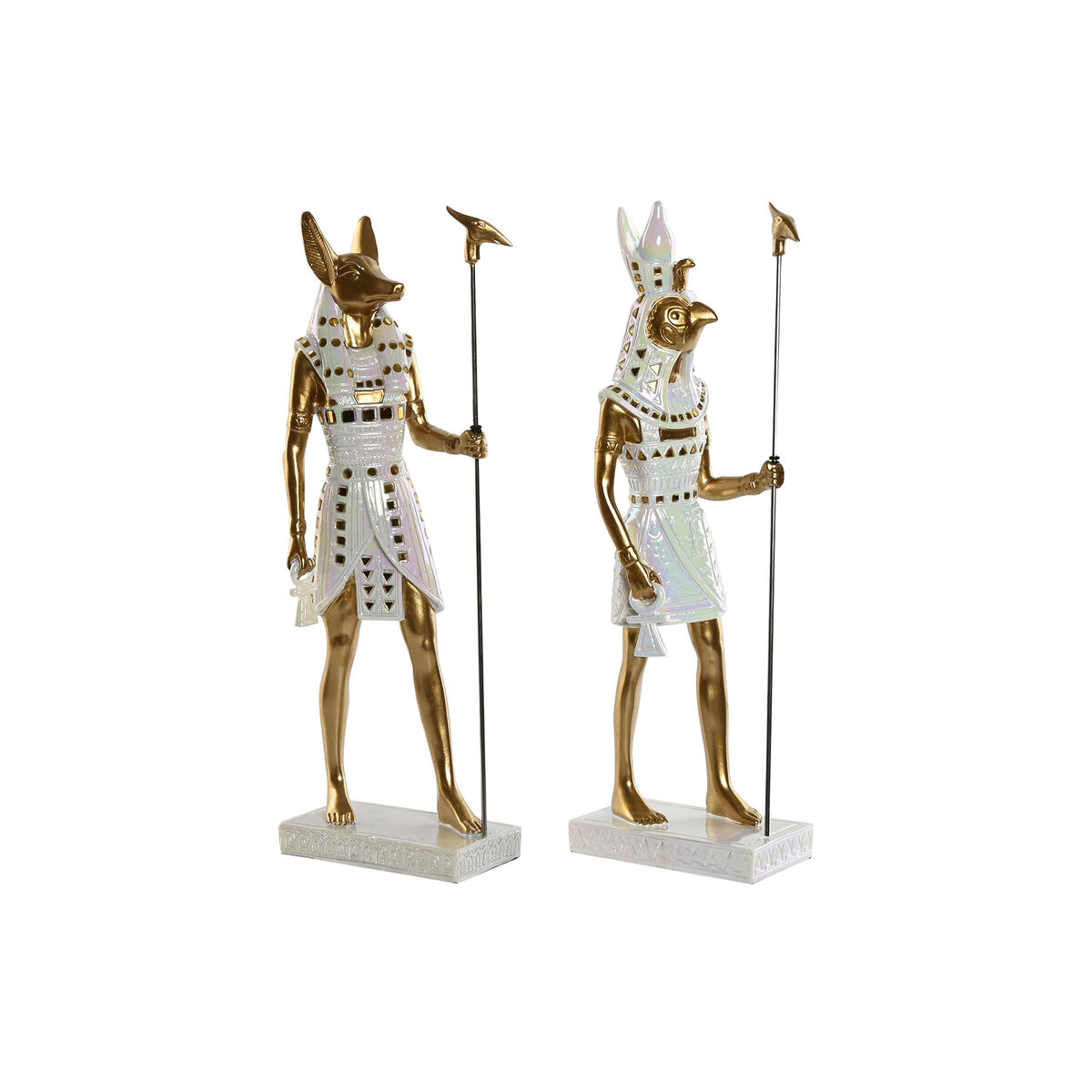 Dekoratívne postava Home ESPRIT Biela Zlatá Živica Orientálny Egypťan 7 x 11,5 x 36 cm (2 kusov)