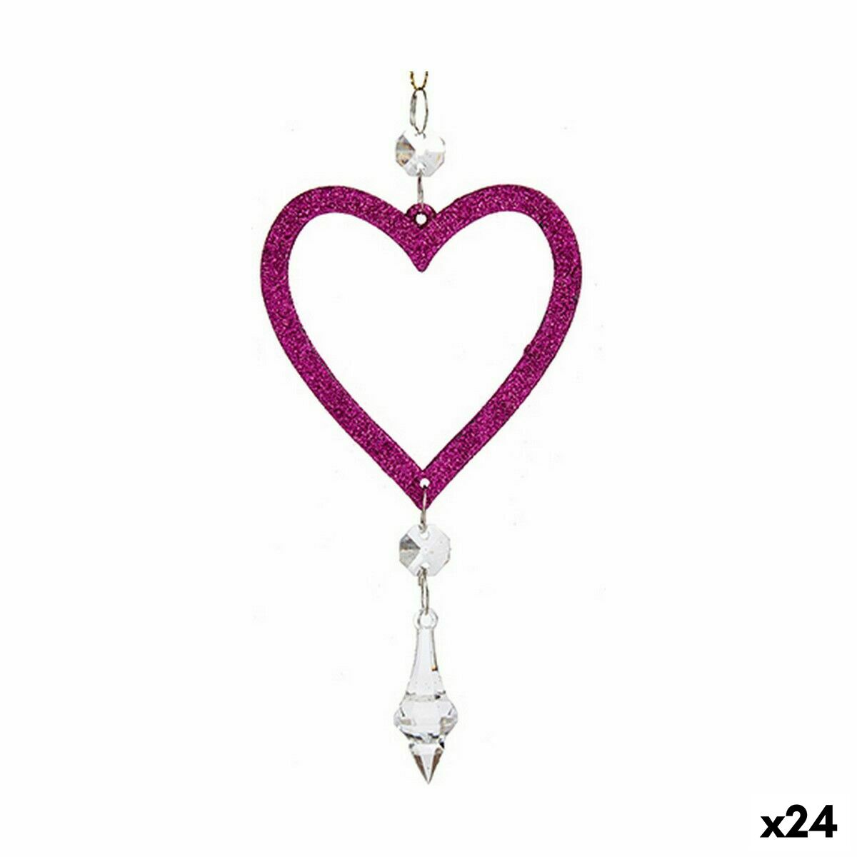 Vianočná ozdoba Fuchsiová Plastické Trblietky 9 x 16 x 2 cm (24 kusov)
