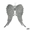Vianočná ozdoba Krídla anjela Striebristý Plastické Trblietky 13 x 14,5 x 2,5 cm (24 kusov)