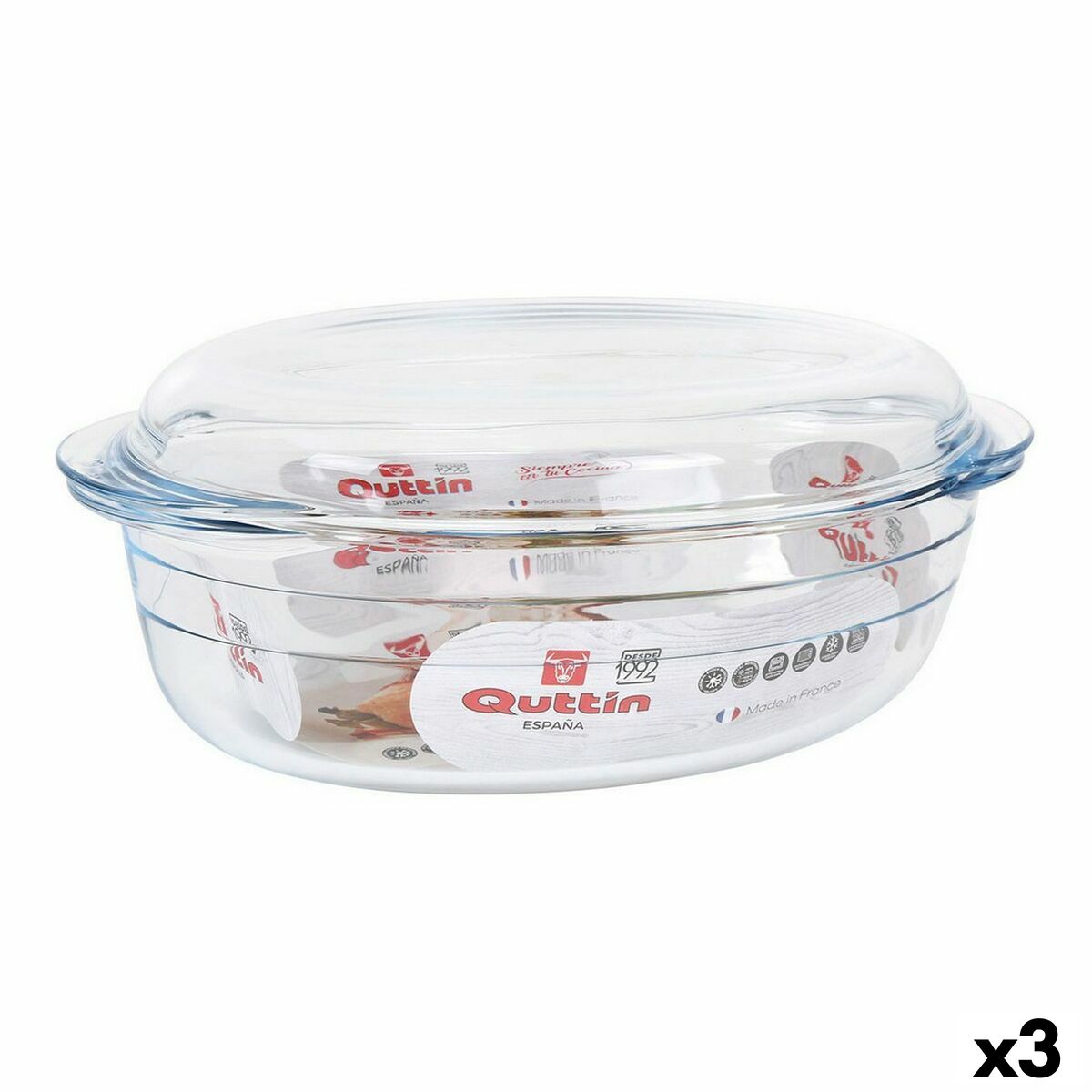 Kastról s pokrievkou Quttin 63095 Sklo 33 x 20 x 13 cm (3L + 1L)