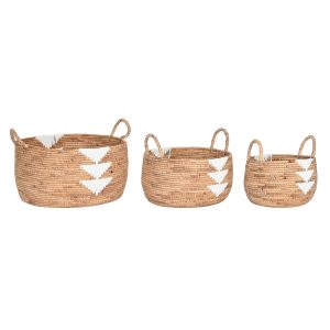 Súprava košíkov DKD Home Decor Biela Prírodná Lano Morská tráva Boho 55 x 55 x 40 cm