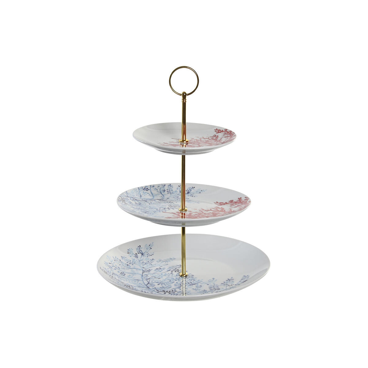 Misa na ovocie DKD Home Decor 27 x 27 x 34 cm Porcelán Modrá Kov Fuchsiová Biela