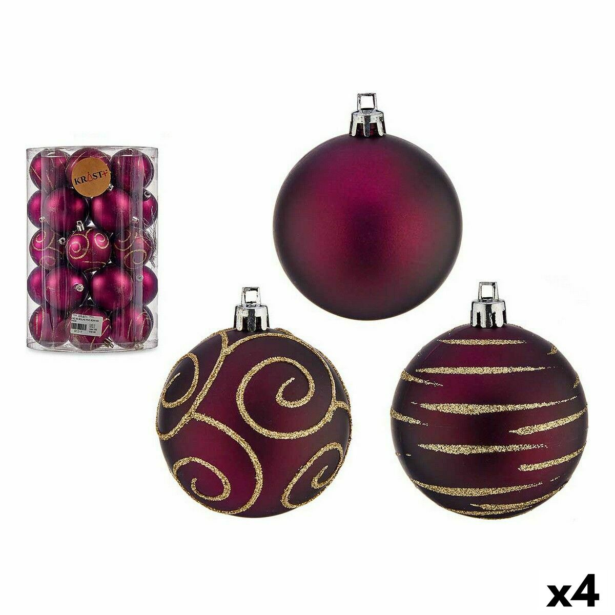 Sada vianočných gúľ Purpurová PVC ? 6 cm (4 kusov)