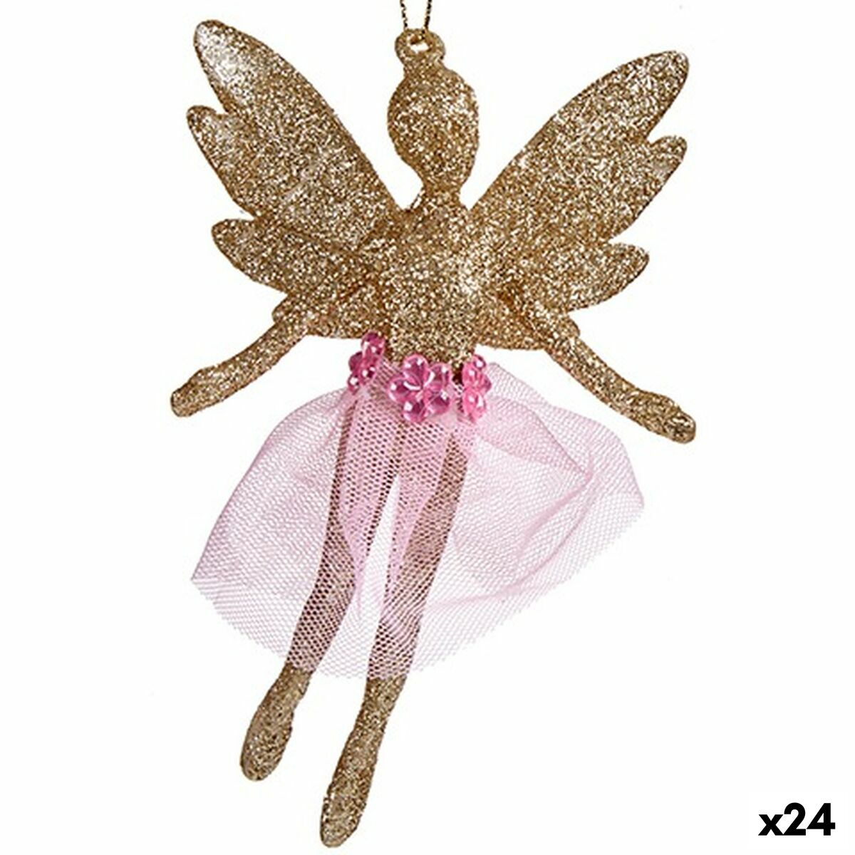 Vianočná ozdoba víla champagne Plastické Trblietky 8 x 12 x 5 cm (24 kusov)