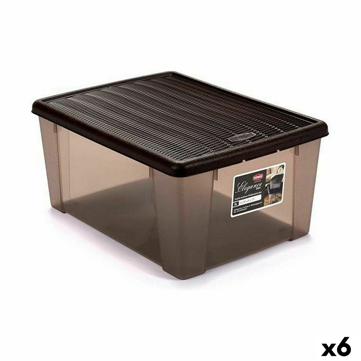 Nádoba na uskladnenie s vrchnákom Stefanplast Elegance Gaštanová Plastické 15 L 29 x 17 x 39 cm (6 kusov)