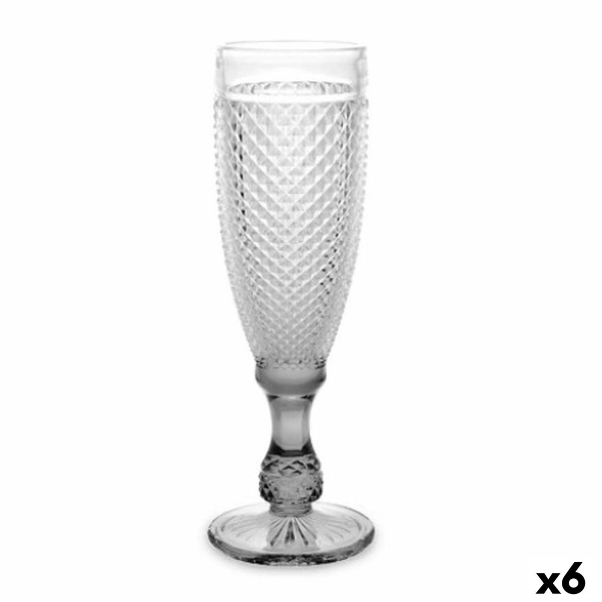 Pohár šampanského Diamant Transparentná Antracit Sklo 185 ml (6 kusov)