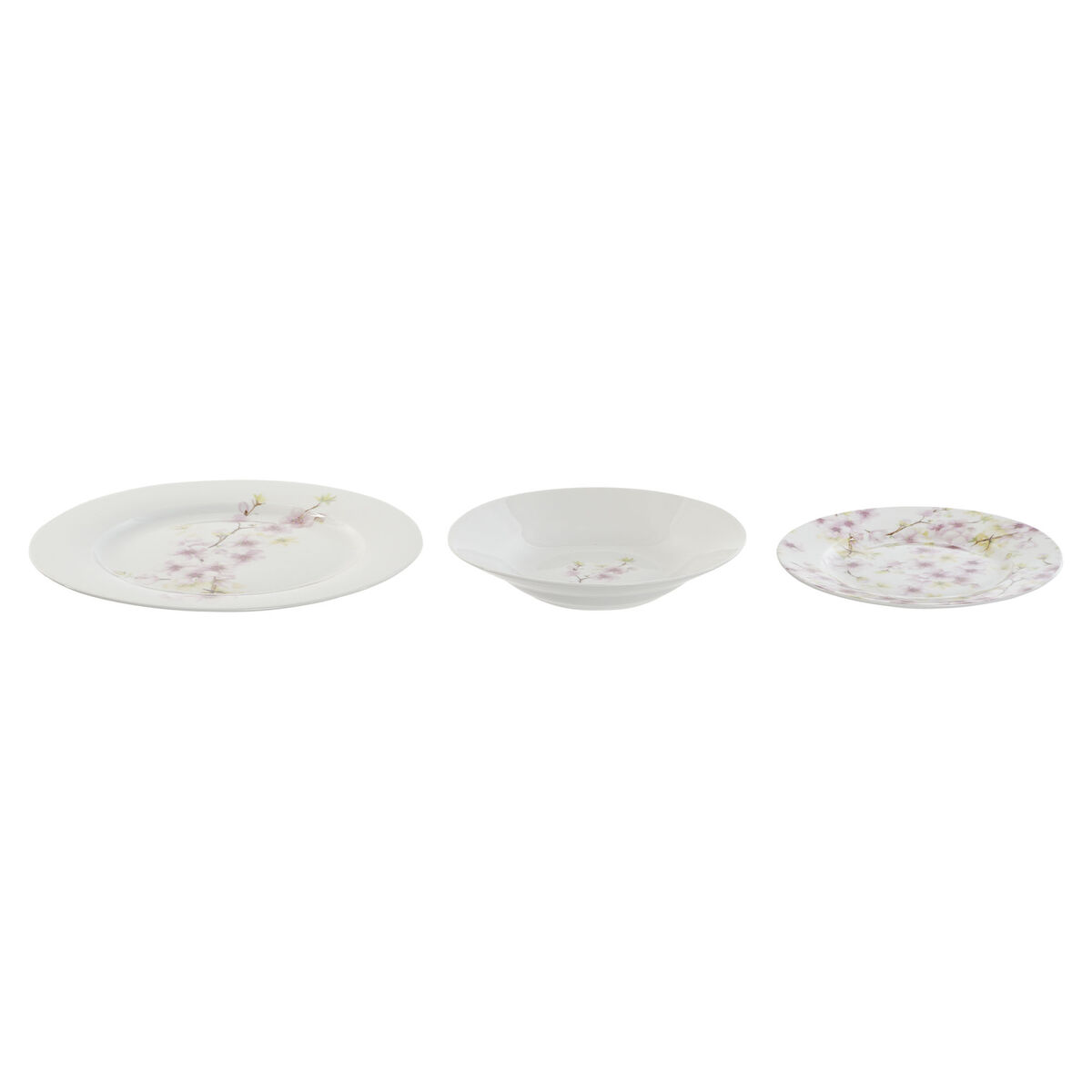 Súprava Tanierov Home ESPRIT Biela zelená Ružová Porcelán 18 Kusy 27 x 27 x 2 cm