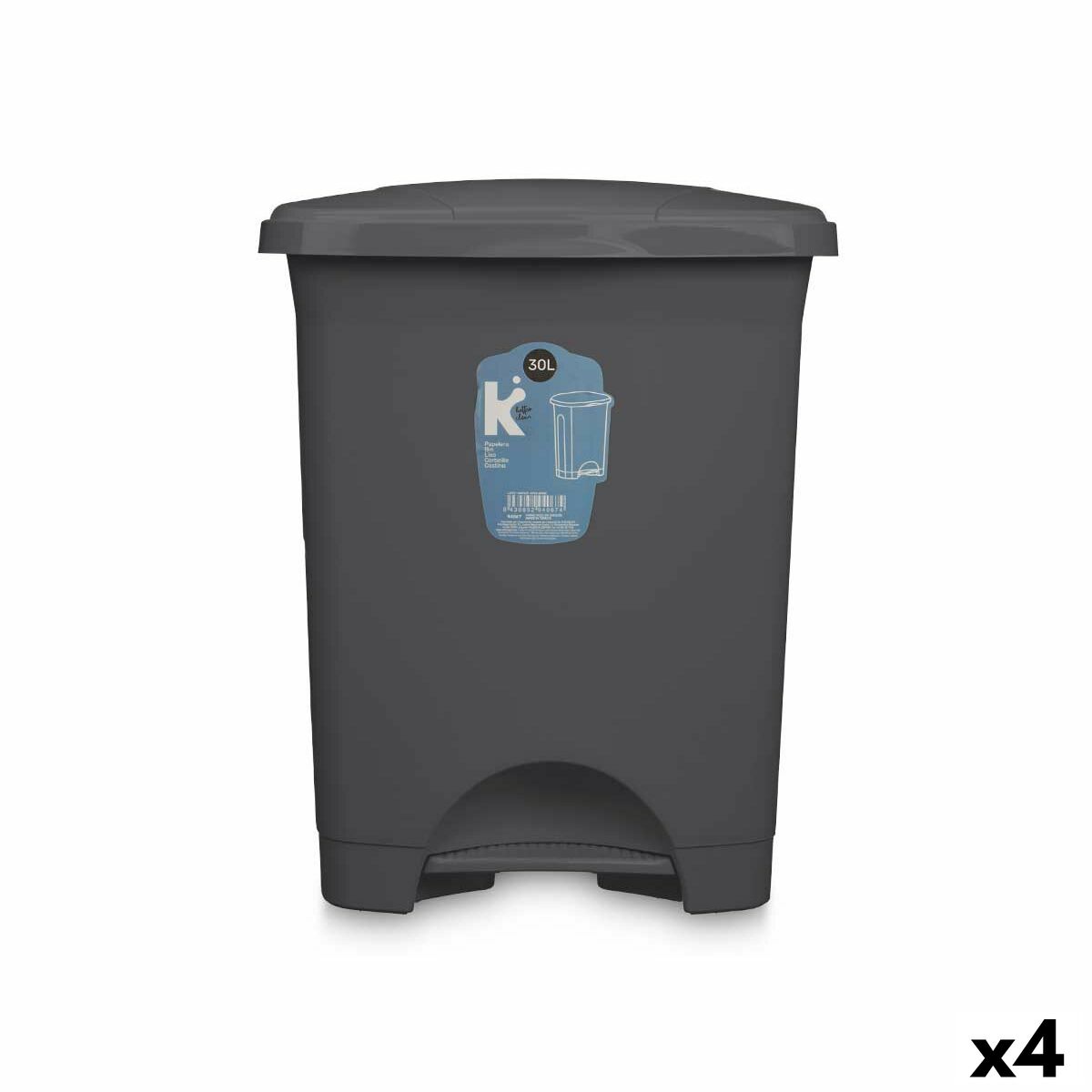 Kôš s pedálom Antracit Plastické 30 L (4 kusov)