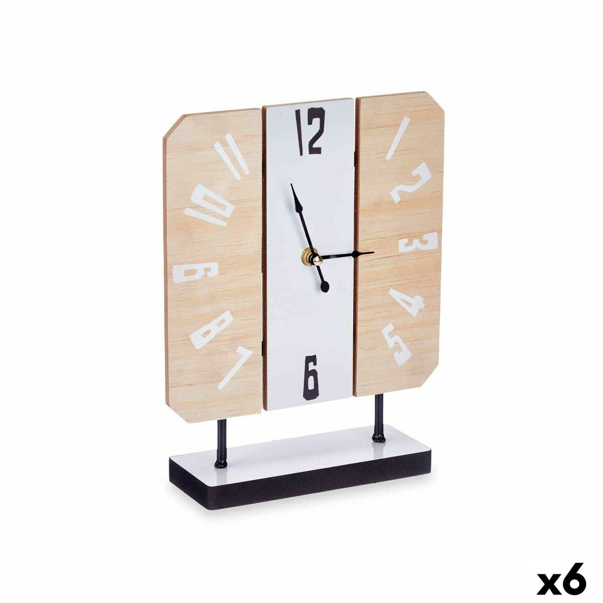 Stolné hodiny Biela Kov Drevo MDF 22 x 28 x 7 cm (6 kusov)
