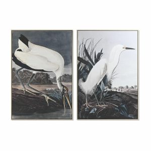 Maľba DKD Home Decor 83 x 4 x 123 cm Vták Orientálny (2 kusov)