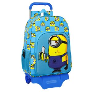 Školská taška na kolieskach Minions Minionstatic Modrá (33 x 42 x 14 cm)