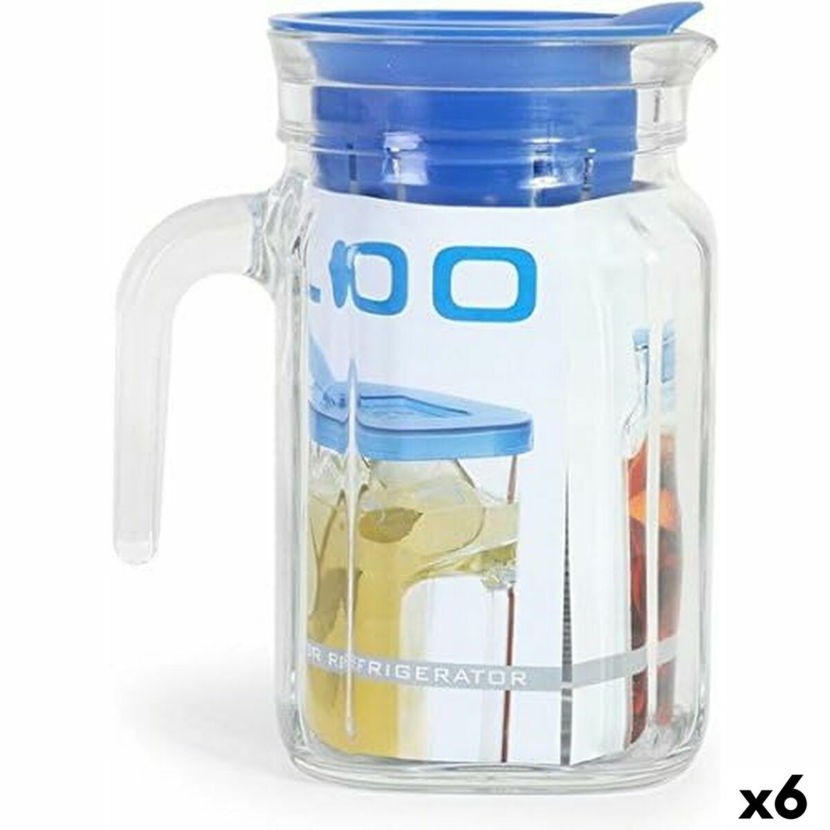 Pohár s Viečkom a Dávkovač Borgonovo Igloo Hranatý Modrá 600 ml (6 kusov)