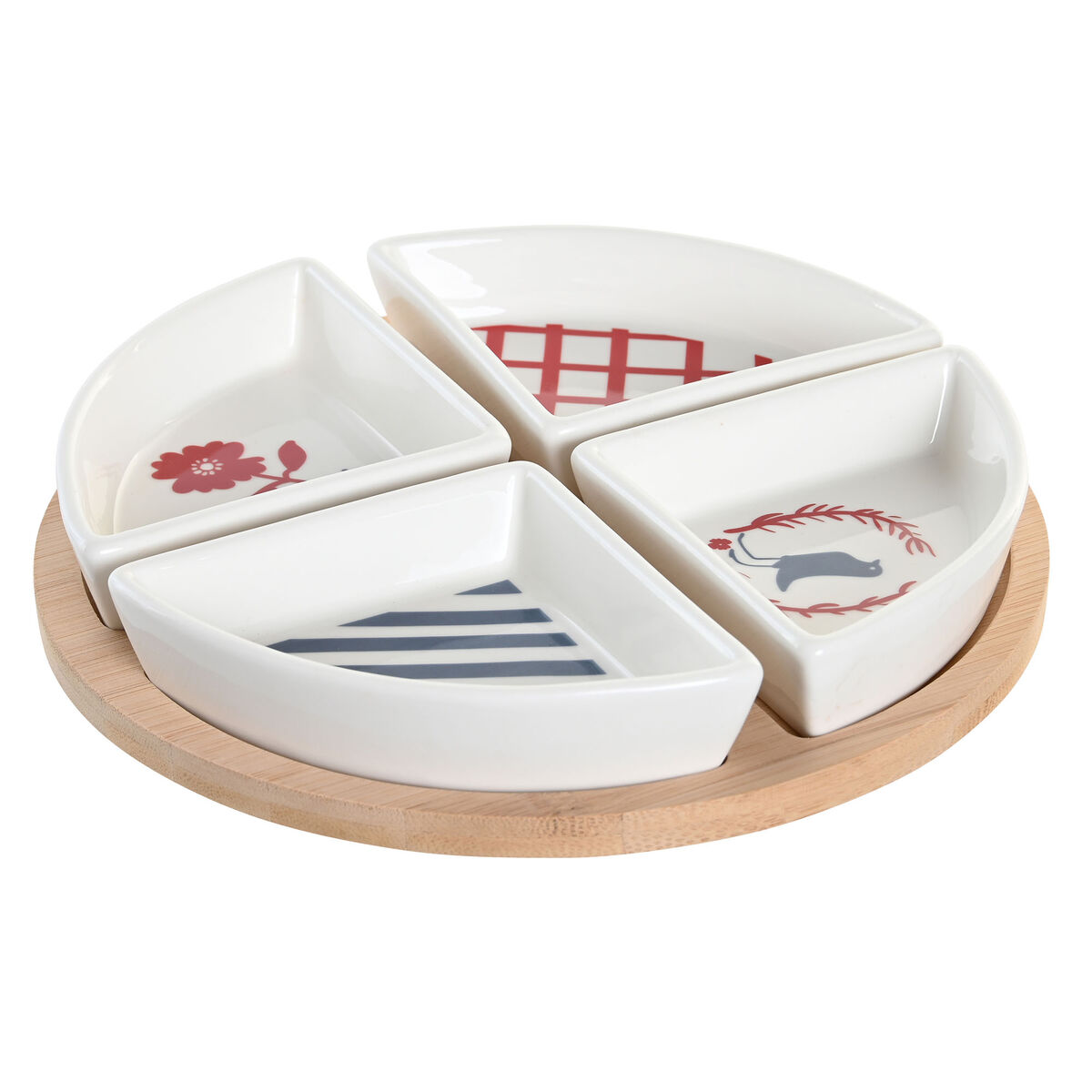 Sada Pohárov na Aperitív DKD Home Decor 21,5 x 21,5 x 1 cm Červená Modrá Biela Kamenina Stredozemný Domy