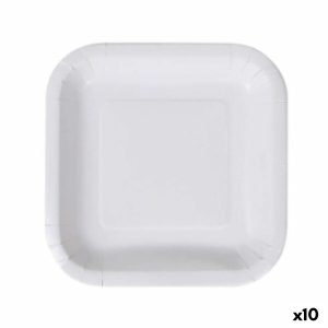 Sada tanierov Algon Jednorázový; nevratný Biela Kartón Hranatý 20 cm (10 kusov)