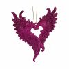 Vianočná ozdoba Krídla anjela Fuchsiová Plastické Trblietky 12 x 13 x 2,5 cm (24 kusov)