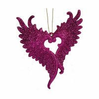 Vianočná ozdoba Krídla anjela Fuchsiová Plastické Trblietky 12 x 13 x 2,5 cm (24 kusov)
