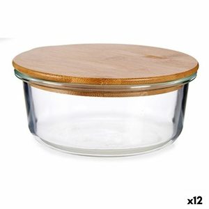 Okrúhla nádoba s vrchnákom Bambus 15 x 6,5 x 15 cm (12 kusov)