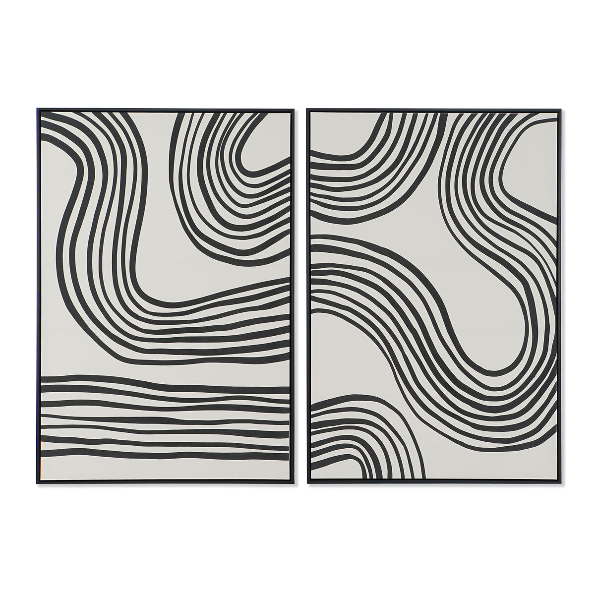 Maľba Home ESPRIT Čierna Béžová Moderný 83 x 4,5 x 123 cm (2 kusov)
