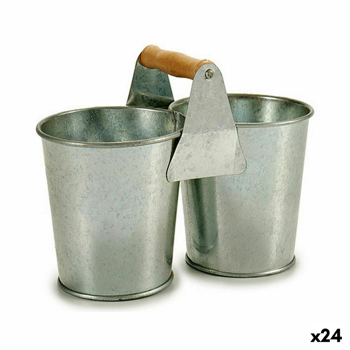 Kvetináč Dve Gaštanová Striebristý Drevo Zinok 20 x 15 x 10,2 cm (24 kusov)
