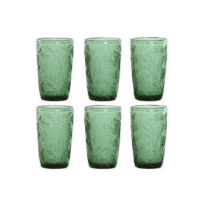 Sada pohárov Home ESPRIT zelená Sklo S členitosťou 370 ml