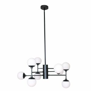 Stropné svetlo DKD Home Decor Sklo Čierna (76.2 x 76.2 x 40.64 cm)