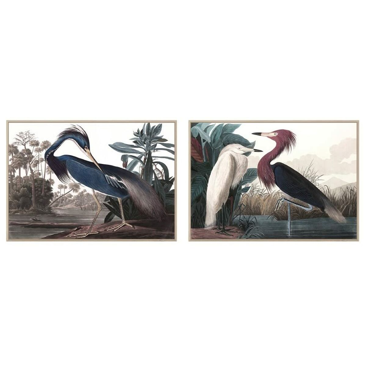 Maľba DKD Home Decor 123 x 4,5 x 83 cm 83 x 4,5 x 123 cm Vták Orientálny (2 kusov)