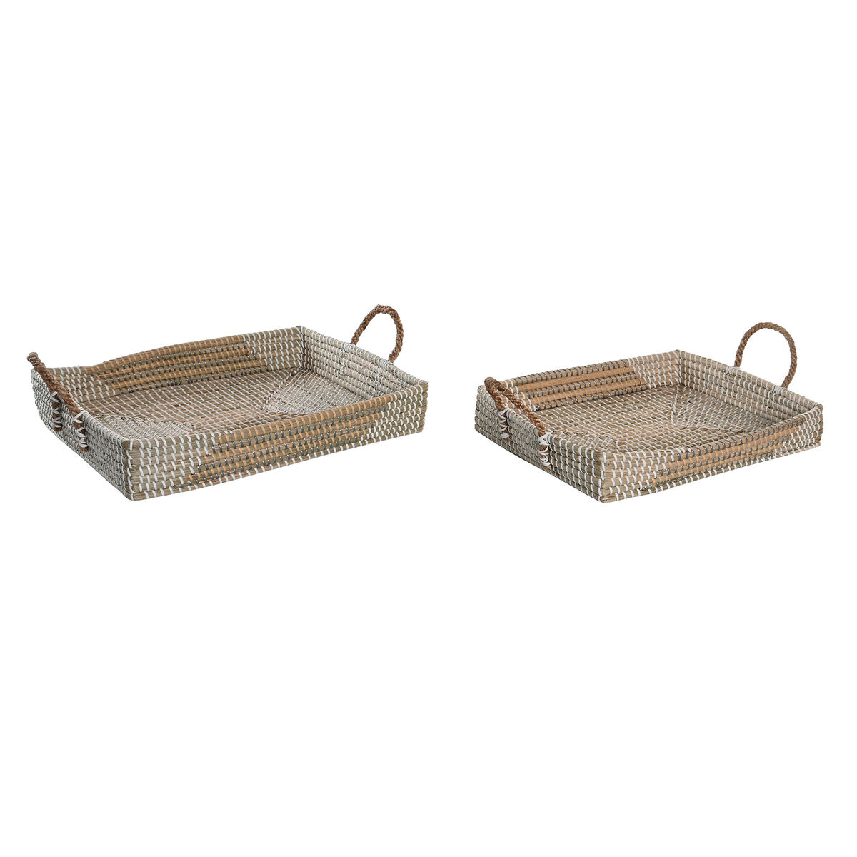 Súprava táciek DKD Home Decor Žltá Prírodná 48 x 38 x 15 cm 52 x 38 x 15 cm (2 kusov)