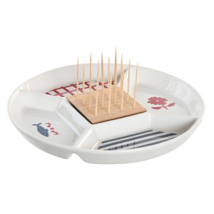 Sada Pohárov na Aperitív DKD Home Decor 23,5 x 23,5 x 7 cm Červená Modrá Biela Kamenina Stredozemný Domy