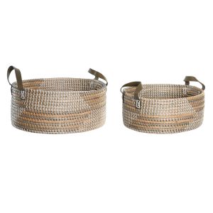 Súprava košíkov DKD Home Decor 45 x 35 x 18 cm Tropické Morská tráva