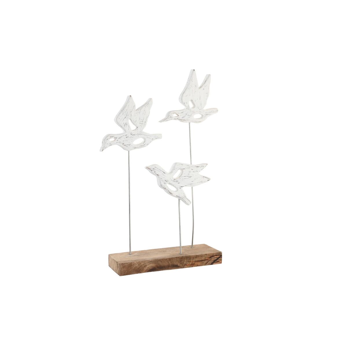 Dekoratívne postava DKD Home Decor Gaštanová Biela Železo Mangové drevo Vtáky (32 x 10 x 51 cm)