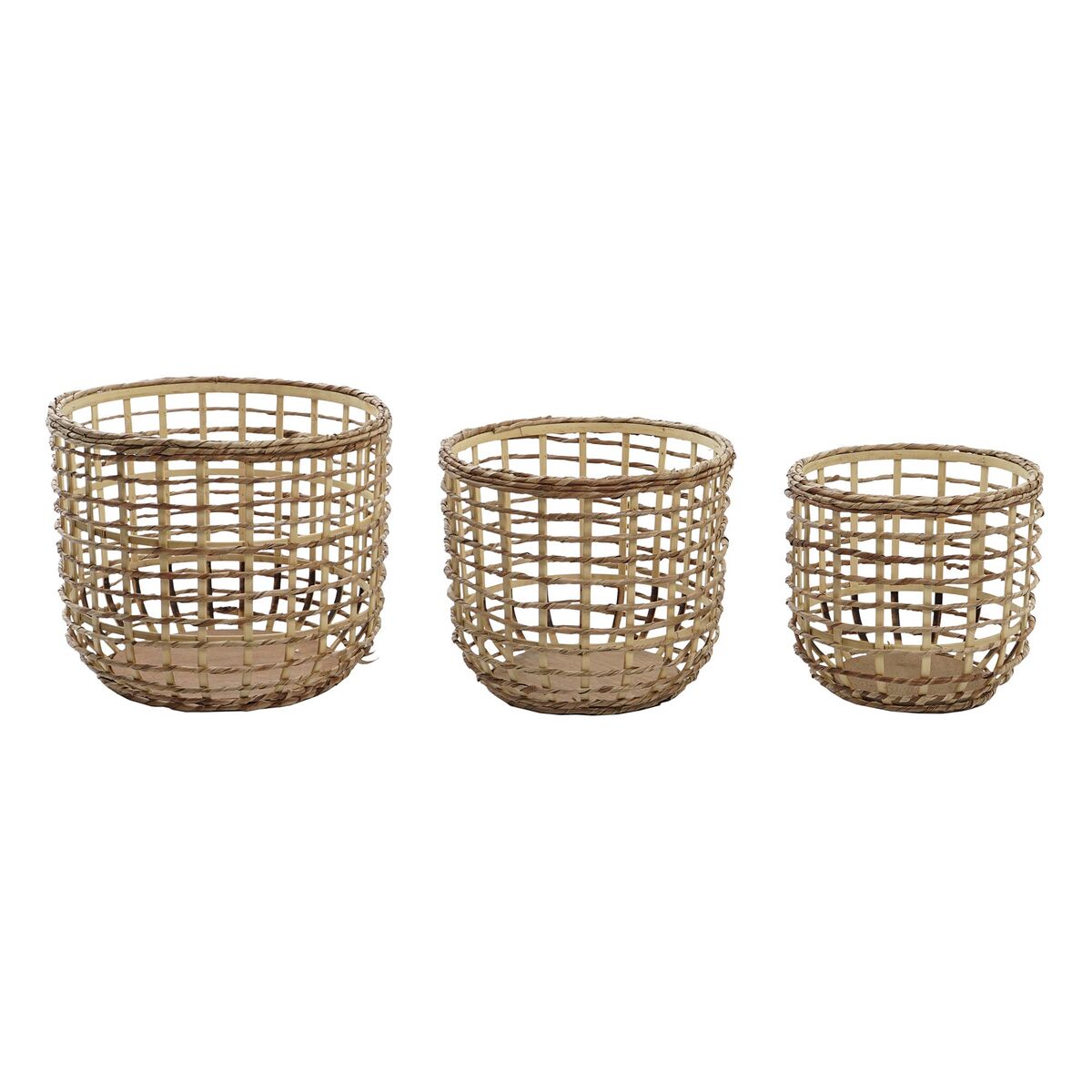 Súprava košíkov DKD Home Decor FIBRA MAIZ (3 Kusy) (Obnovené A)